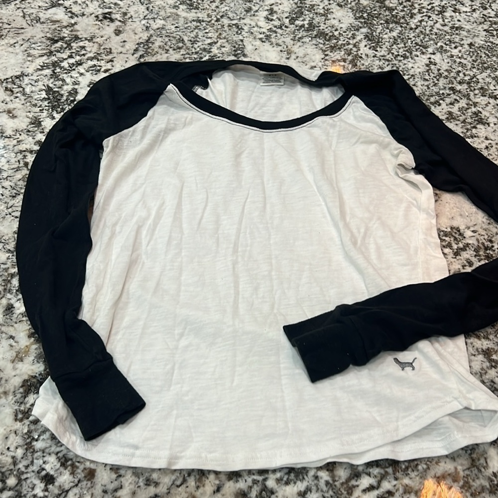 Pink VS Victoria Secret Long Sleeve Shirt Black White Vintage Small Bundle Y2K - Picture 3 of 7